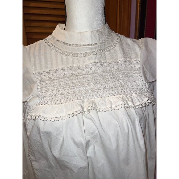 J. Crew White Lace Bib Blouse — Small - Picture 3 of 9